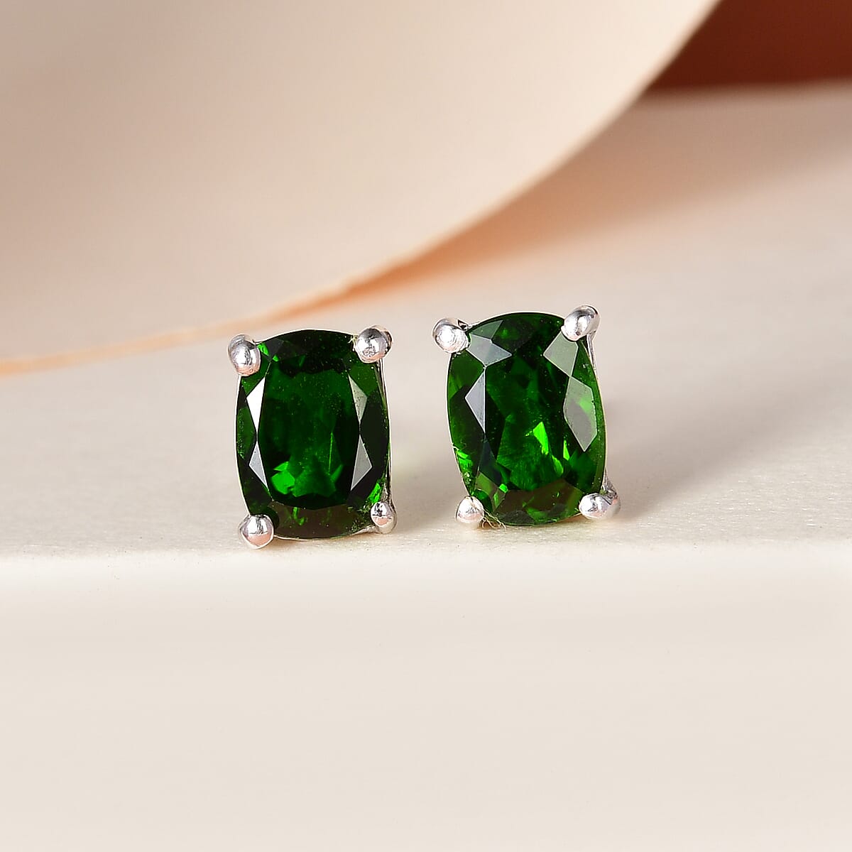Premium Chrome Diopside Solitaire Stud Earrings in Platinum Over Sterling Silver 1.75 ctw image number 1