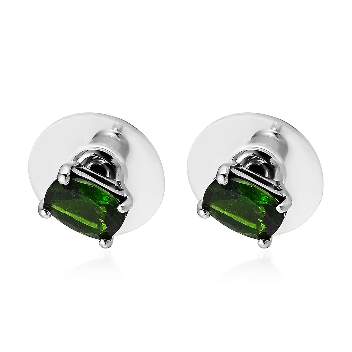 Premium Chrome Diopside Solitaire Stud Earrings in Platinum Over Sterling Silver 1.75 ctw image number 3