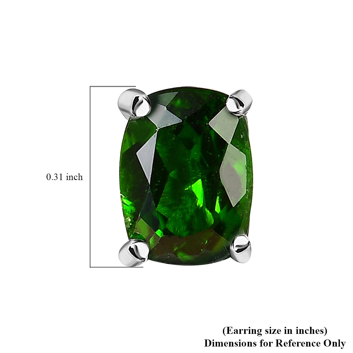 Premium Chrome Diopside Solitaire Stud Earrings in Platinum Over Sterling Silver 1.75 ctw image number 4