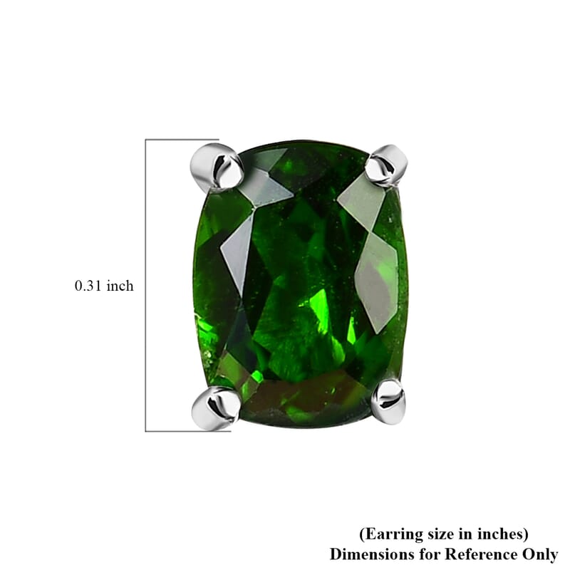 Premium Chrome Diopside Solitaire Stud Earrings in Platinum Over Sterling Silver 1.75 ctw