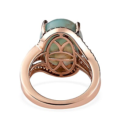 Natural Zimbaprase, Natural Champagne and White Diamond Ring in Vermeil Rose Gold Over Sterling Silver (Size 10.0) 9.35 ctw