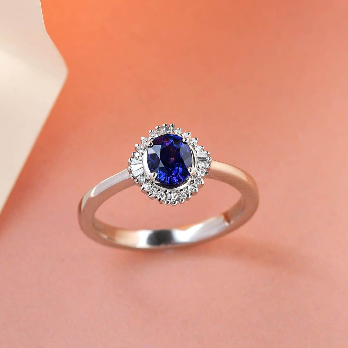 RHAPSODY 950 Platinum AAAA Color Change Sapphire and E-F VS2 Diamond Halo Ring 4.90 Grams 0.85 ctw image number 1