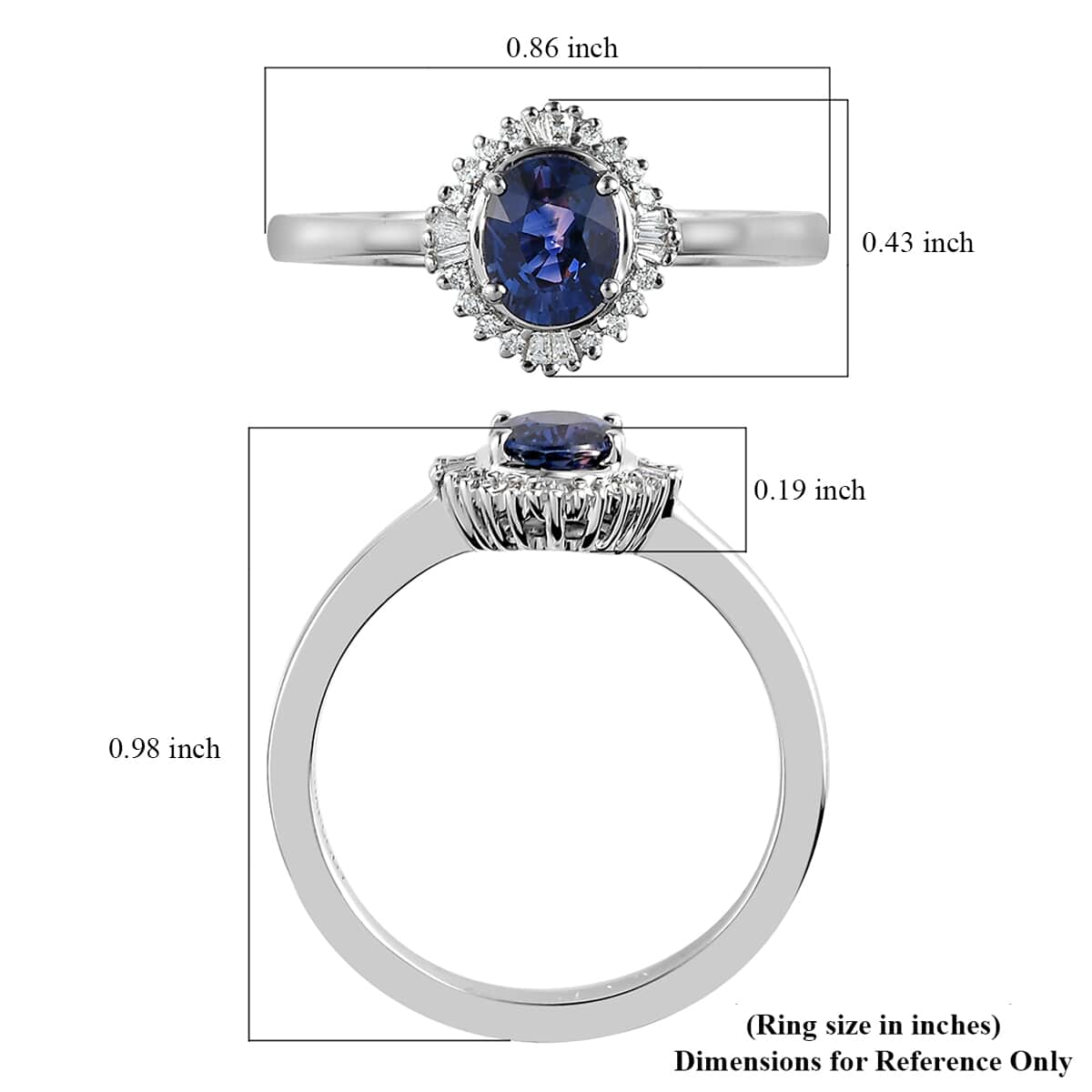 RHAPSODY 950 Platinum AAAA Color Change Sapphire and E-F VS2 Diamond Halo Ring 4.90 Grams 0.85 ctw image number 5