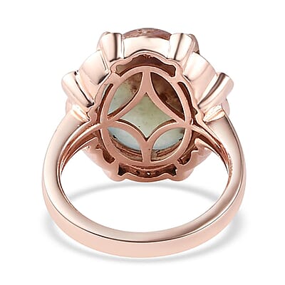 Natural Zimbaprase, Natural Champagne and White Diamond Ring in Vermeil Rose Gold Over Sterling Silver (Size 10.0) 9.15 ctw