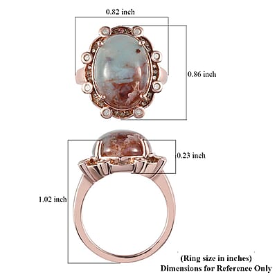 Natural Zimbaprase, Natural Champagne and White Diamond Ring in Vermeil Rose Gold Over Sterling Silver (Size 10.0) 9.15 ctw