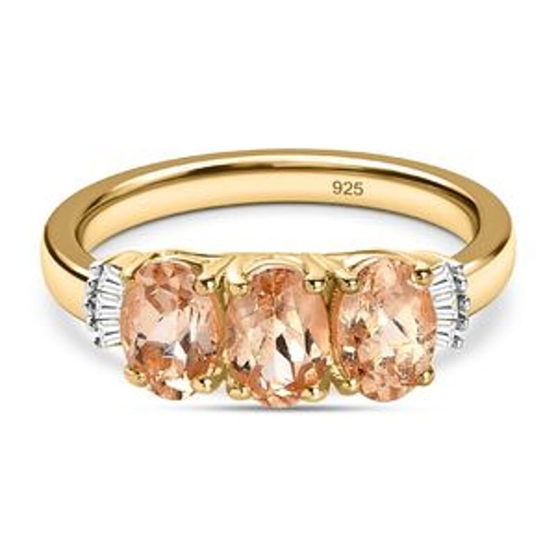 Imperial Garnet and Diamond 1.82 ctw Ring in Vermeil YG Over Sterling Silver (Size 11.5)