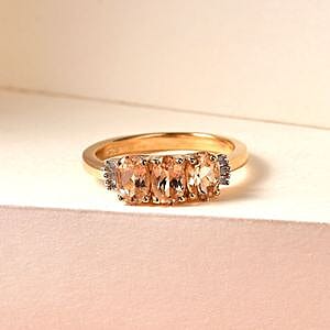 Imperial Garnet and Diamond 1.82 ctw Ring in Vermeil YG Over Sterling Silver (Size 11.5)