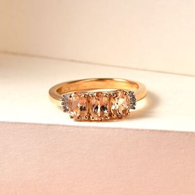 Imperial Garnet and Diamond 1.82 ctw Ring in Vermeil YG Over Sterling Silver (Size 11.5)