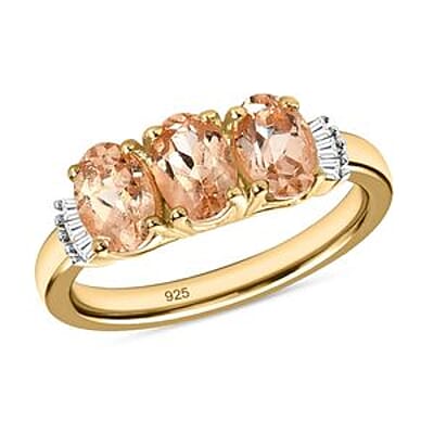 Imperial Garnet and Diamond 1.82 ctw Ring in Vermeil YG Over Sterling Silver (Size 11.5)