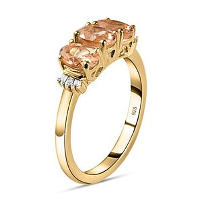Imperial Garnet and Diamond 1.82 ctw Ring in Vermeil YG Over Sterling Silver (Size 11.5)