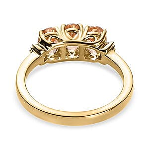 Imperial Garnet and Diamond 1.82 ctw Ring in Vermeil YG Over Sterling Silver (Size 11.5)