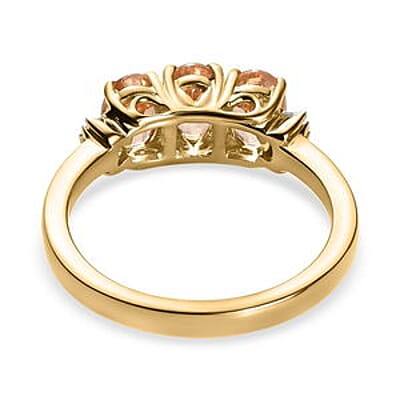 Imperial Garnet and Diamond 1.82 ctw Ring in Vermeil YG Over Sterling Silver (Size 11.5)
