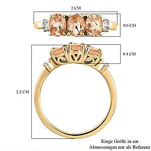 Imperial Garnet and Diamond 1.82 ctw Ring in Vermeil YG Over Sterling Silver (Size 11.5)