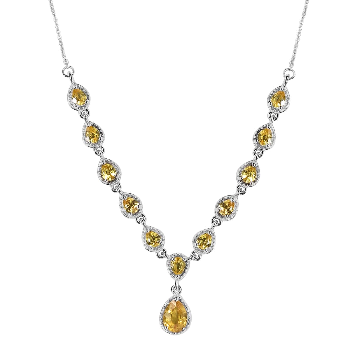 Madagascar Yellow Sapphire Necklace 18 Inches Platinum Over Sterling Silver 3.10 ctw image number 0
