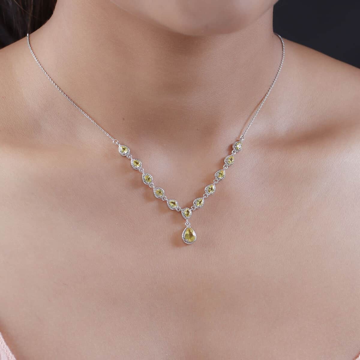 Madagascar Yellow Sapphire Necklace 18 Inches Platinum Over Sterling Silver 3.10 ctw image number 2