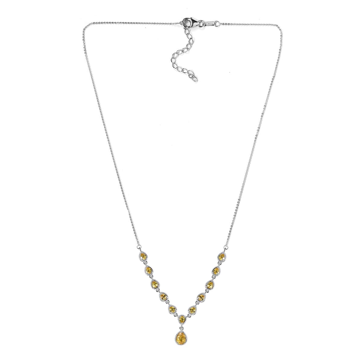 Madagascar Yellow Sapphire Necklace 18 Inches Platinum Over Sterling Silver 3.10 ctw image number 3