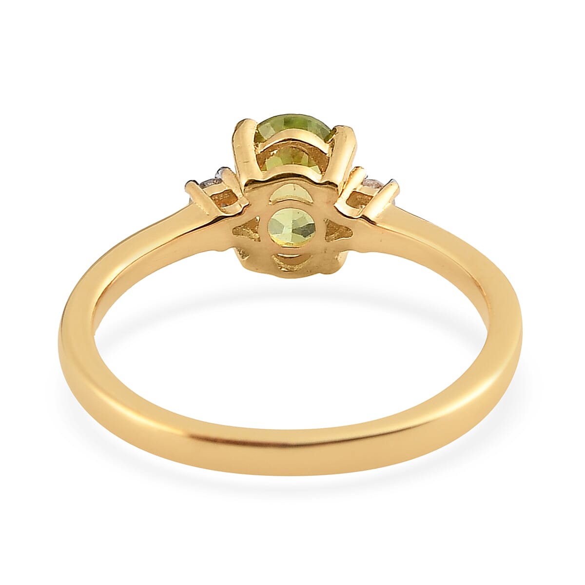 AAA Sava Sphene and Diamond Ring in Vermeil Yellow Gold Over Sterling Silver 1.00 ctw image number 4