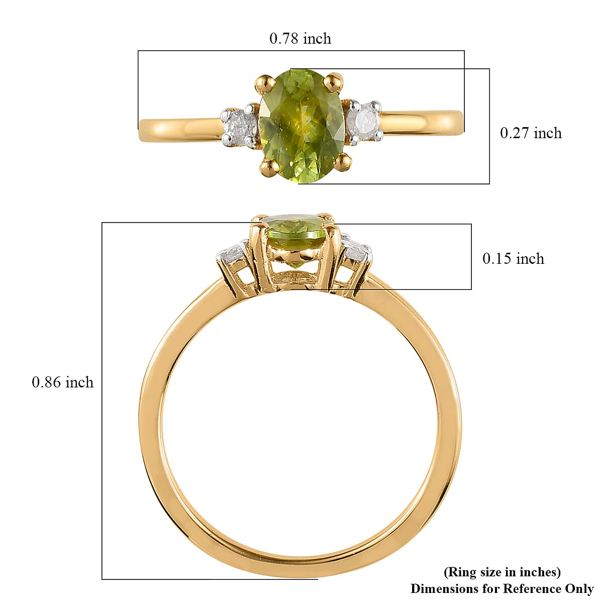 AAA Sava Sphene and Diamond Ring in Vermeil Yellow Gold Over Sterling Silver 1.00 ctw image number 5