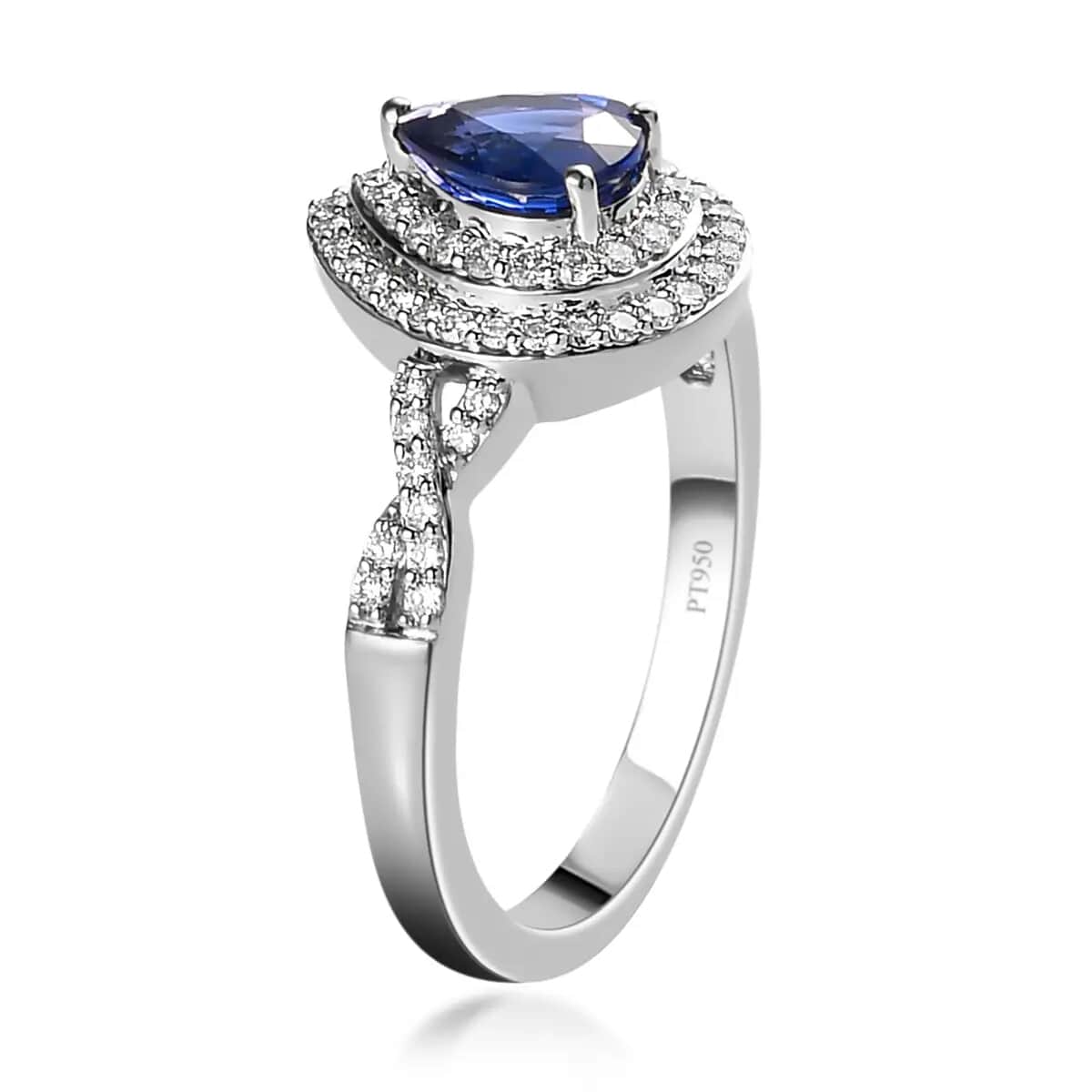 Ankur Treasure Chest Rhapsody 950 Platinum AAAA Tanzanian Color Change Sapphire and E-F VS2 Diamond Cocktail Ring (Size 7.0) 5.50 Grams 1.10 ctw with Free UV Flash Light image number 3