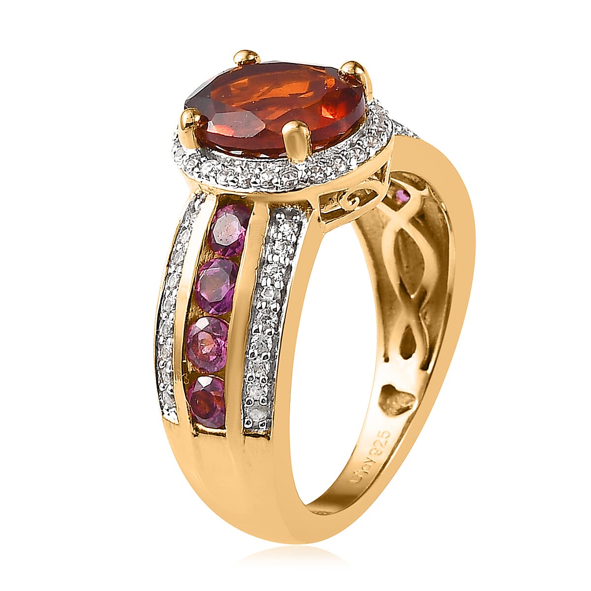 Brazilian Cherry Citrine and Multi Gemstone Ring in Vermeil Yellow Gold Over Sterling Silver (Size 6.0) 3.00 ctw image number 3