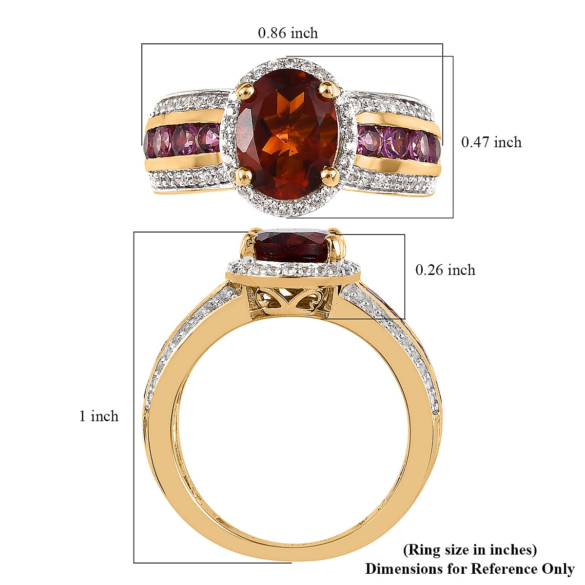 Brazilian Cherry Citrine and Multi Gemstone Ring in Vermeil Yellow Gold Over Sterling Silver (Size 6.0) 3.00 ctw image number 5
