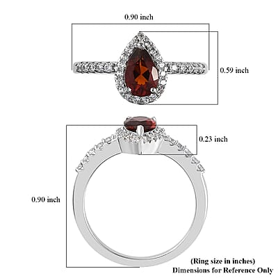 Brazilian Cherry Citrine and Natural White Zircon Halo Ring in Platinum Over Sterling Silver (Size 10.0) 1.15 ctw