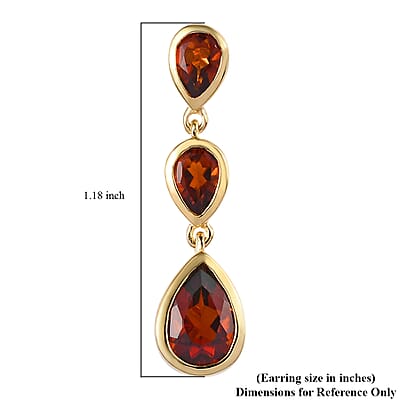 Brazilian Cherry Citrine Dangle Earrings in Vermeil Yellow Gold Over Sterling Silver 3.60 ctw
