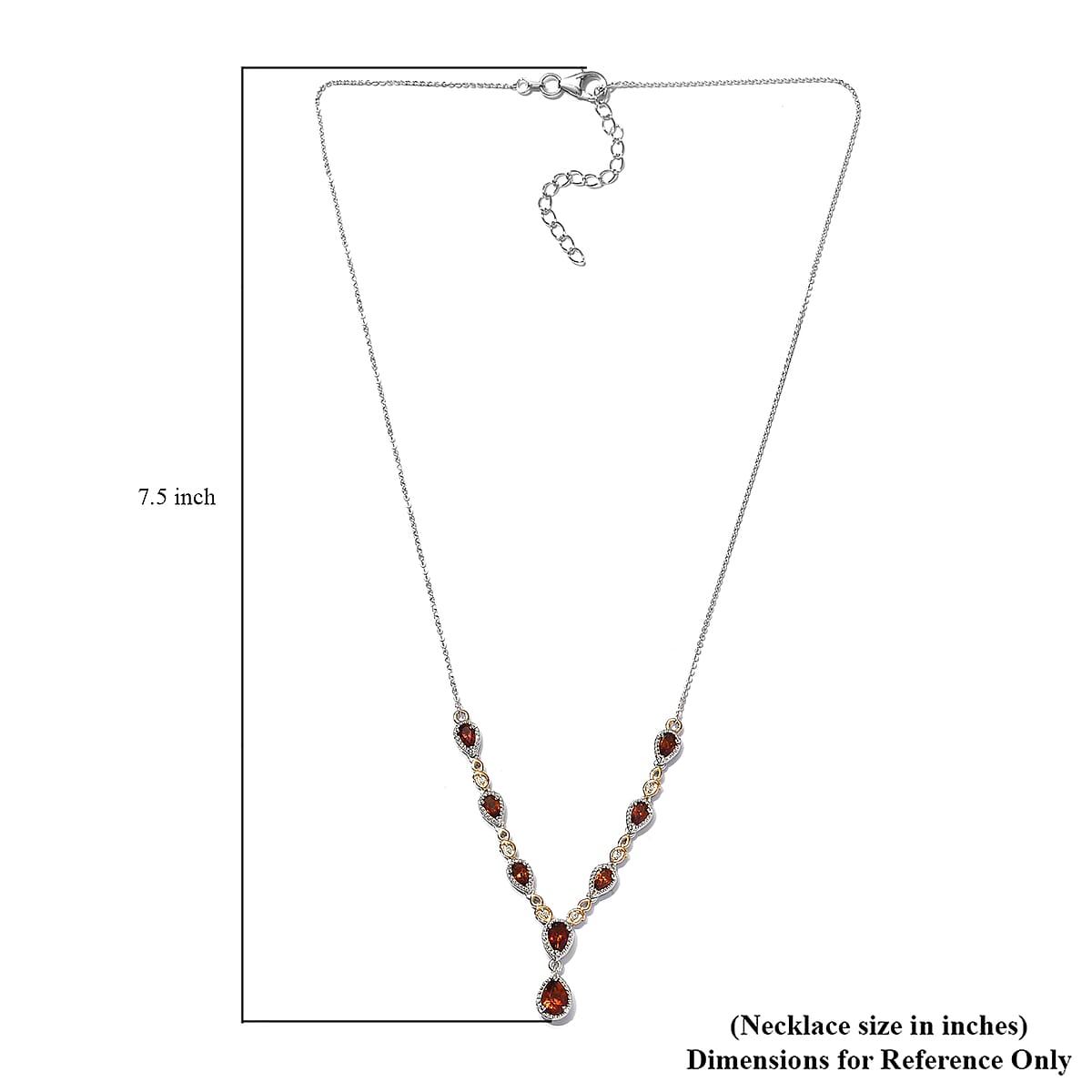 Premium Brazilian Cherry Citrine and White Zircon Necklace 18 Inches in Vermeil Yellow Gold and Platinum Over Sterling Silver 2.10 ctw image number 5