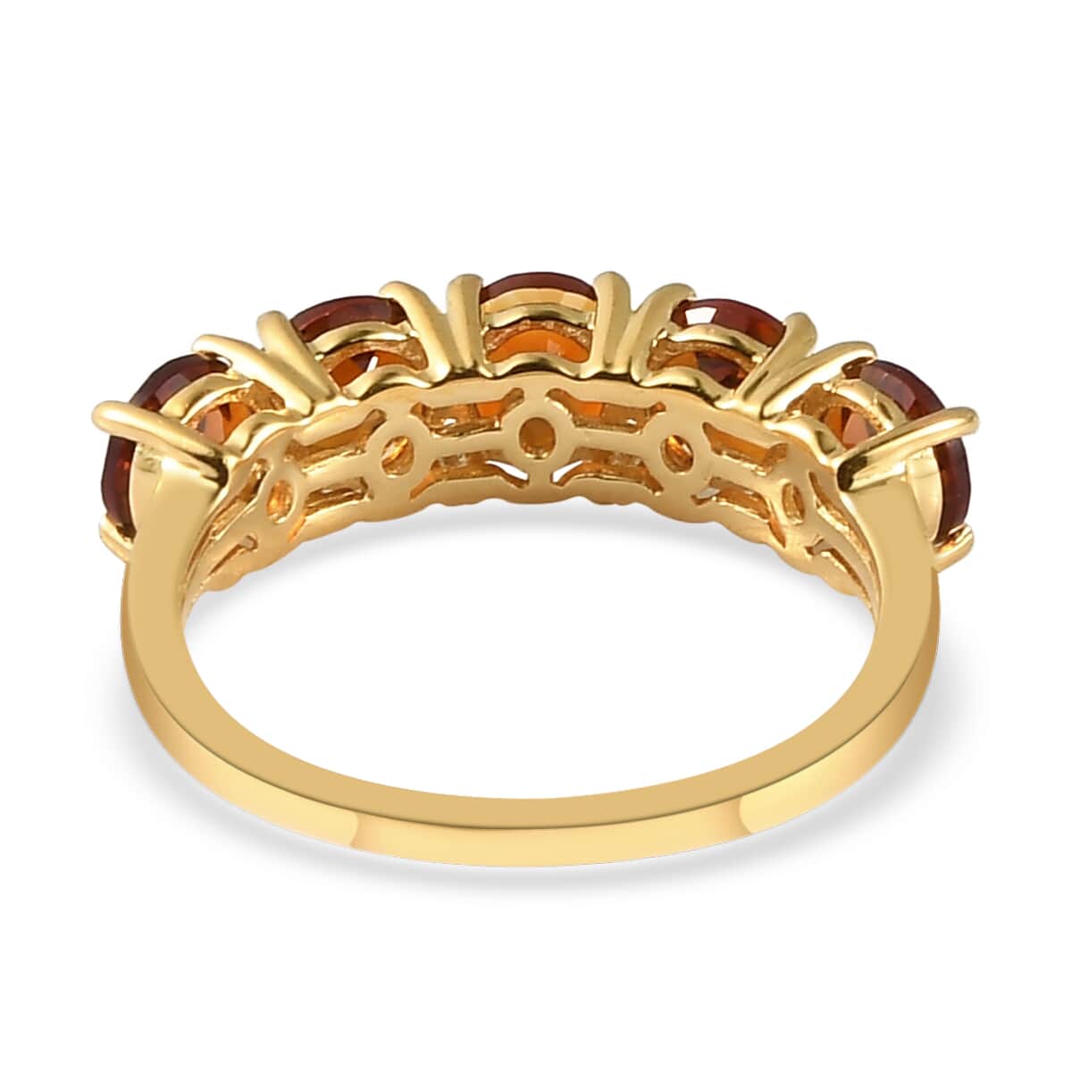 Brazilian Cherry Citrine 5 Stone Ring in Vermeil Yellow Gold Over Sterling Silver 2.25 ctw image number 4