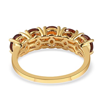 Brazilian Cherry Citrine 5 Stone Ring in Vermeil Yellow Gold Over Sterling Silver (Size 10.0) 2.25 ctw