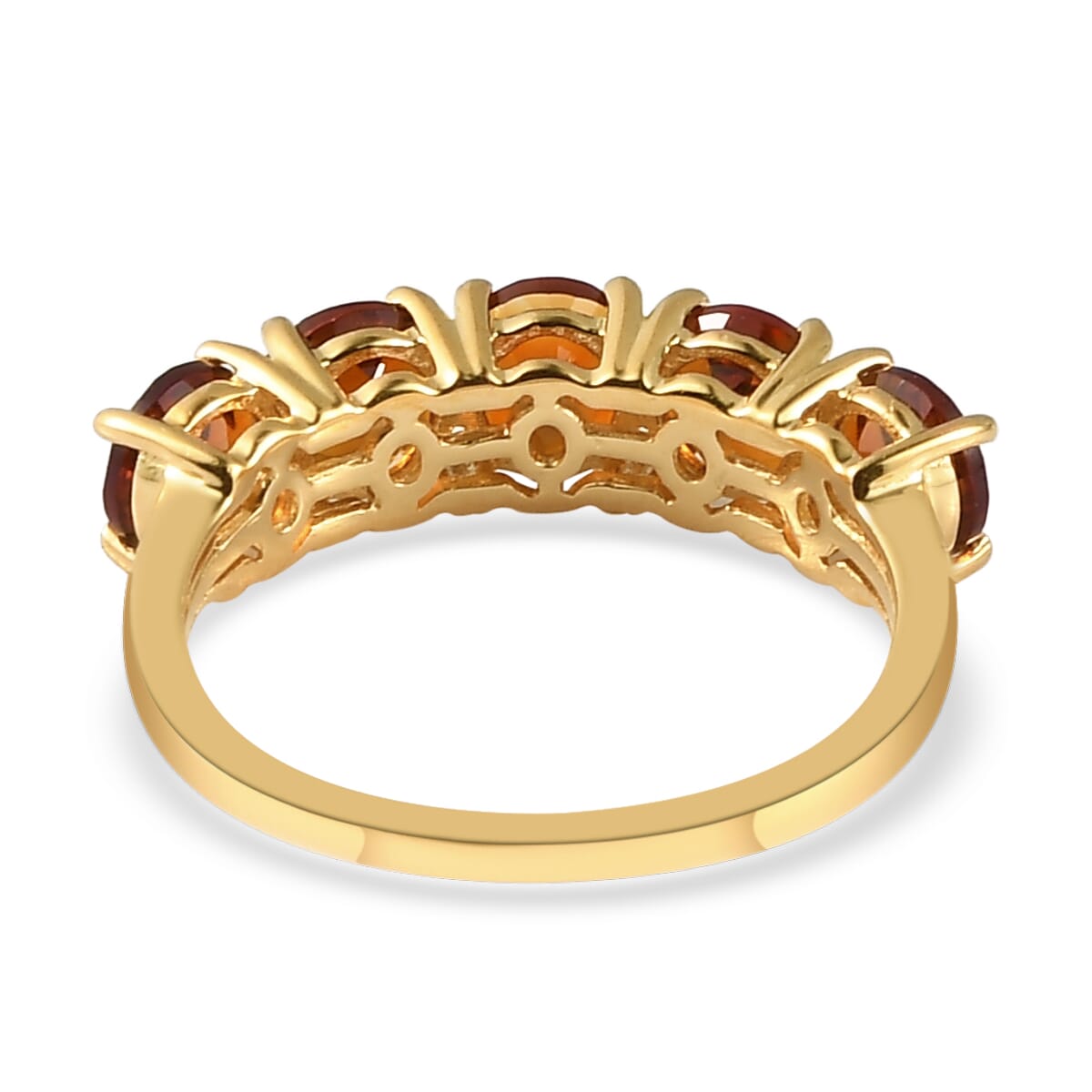 Brazilian Cherry Citrine 5 Stone Ring in Vermeil Yellow Gold Over Sterling Silver (Size 8.0) 2.25 ctw image number 4