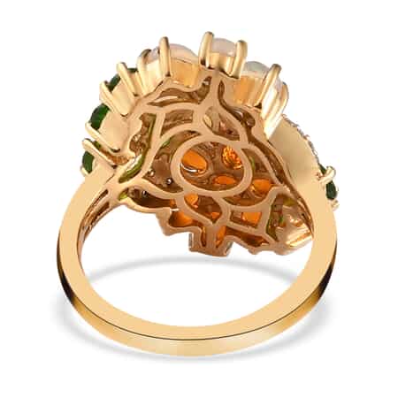 Multi Gemstone Floral Ring in Vermeil Yellow Gold Over Sterling Silver (Size 10.0) 3.30 ctw image number 4