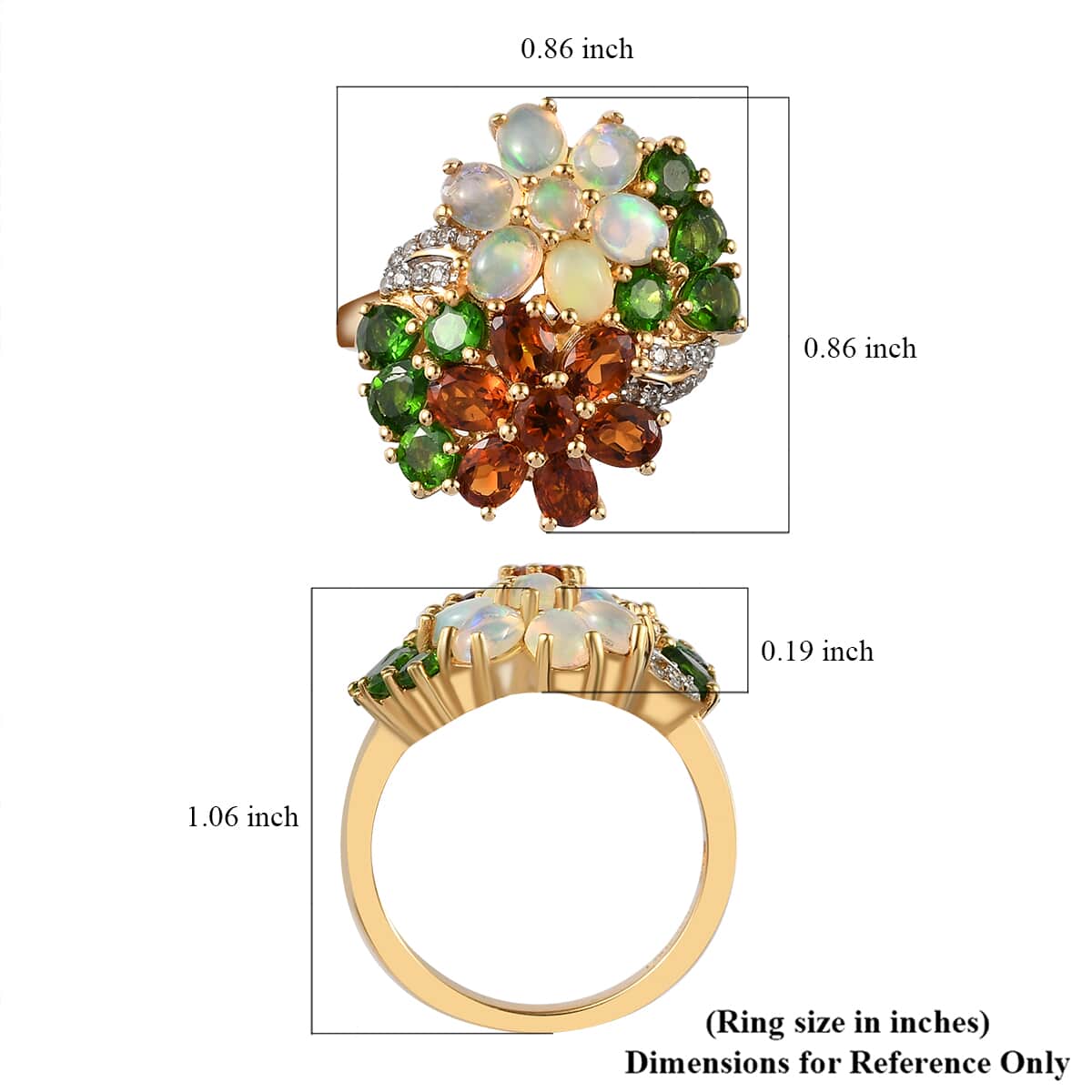Multi Gemstone Floral Ring in Vermeil Yellow Gold Over Sterling Silver (Size 10.0) 3.30 ctw image number 5