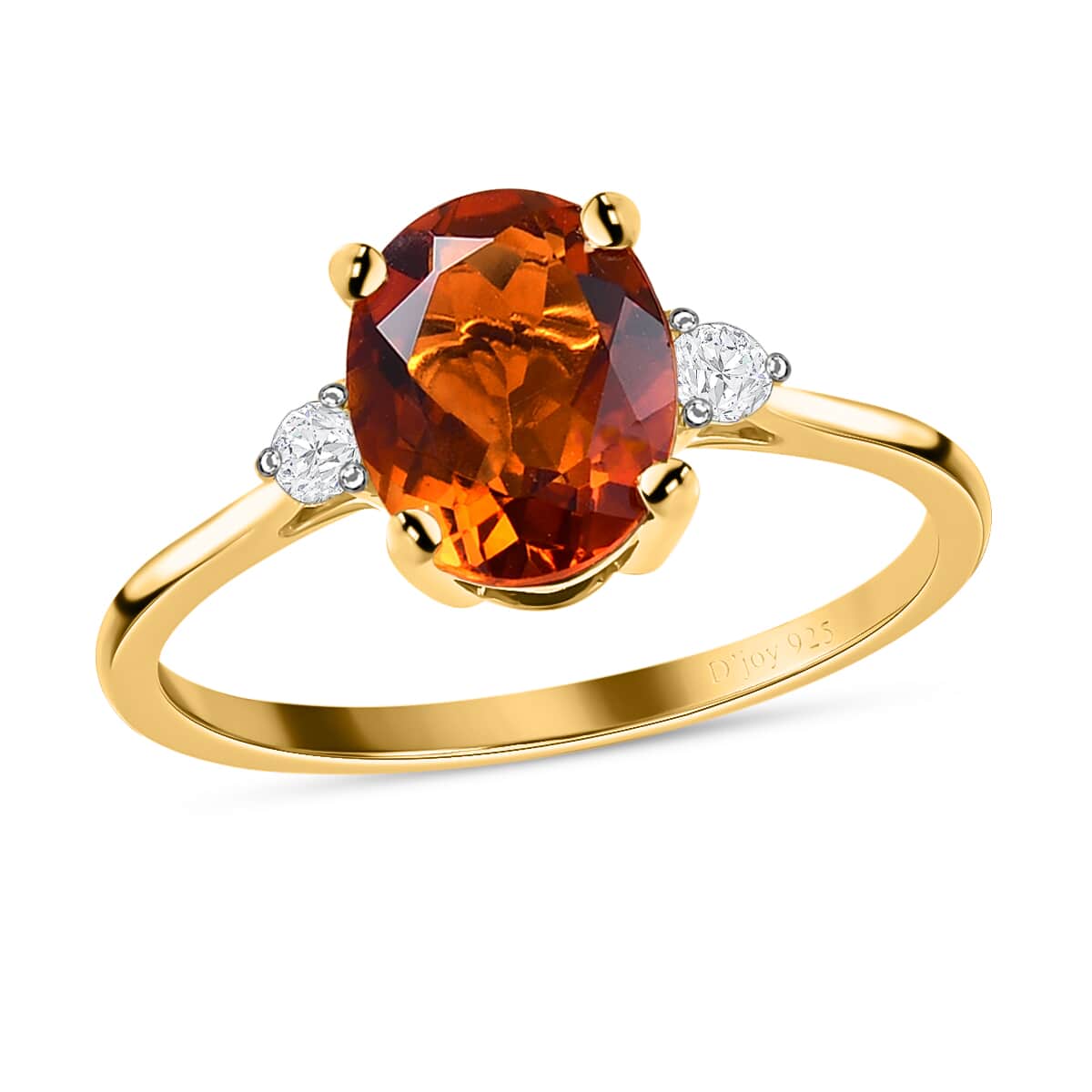 Brazilian Cherry Citrine and Diamond Ring in Vermeil Yellow Gold Over Sterling Silver 1.75 ctw image number 0
