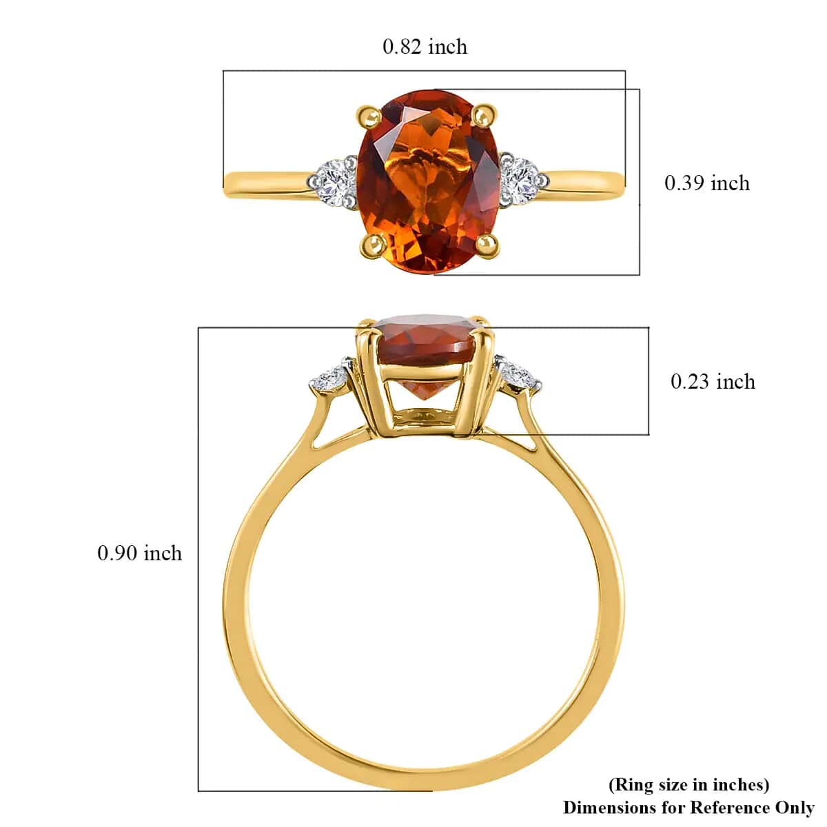 Brazilian Cherry Citrine and Diamond Ring in Vermeil Yellow Gold Over Sterling Silver 1.75 ctw image number 6
