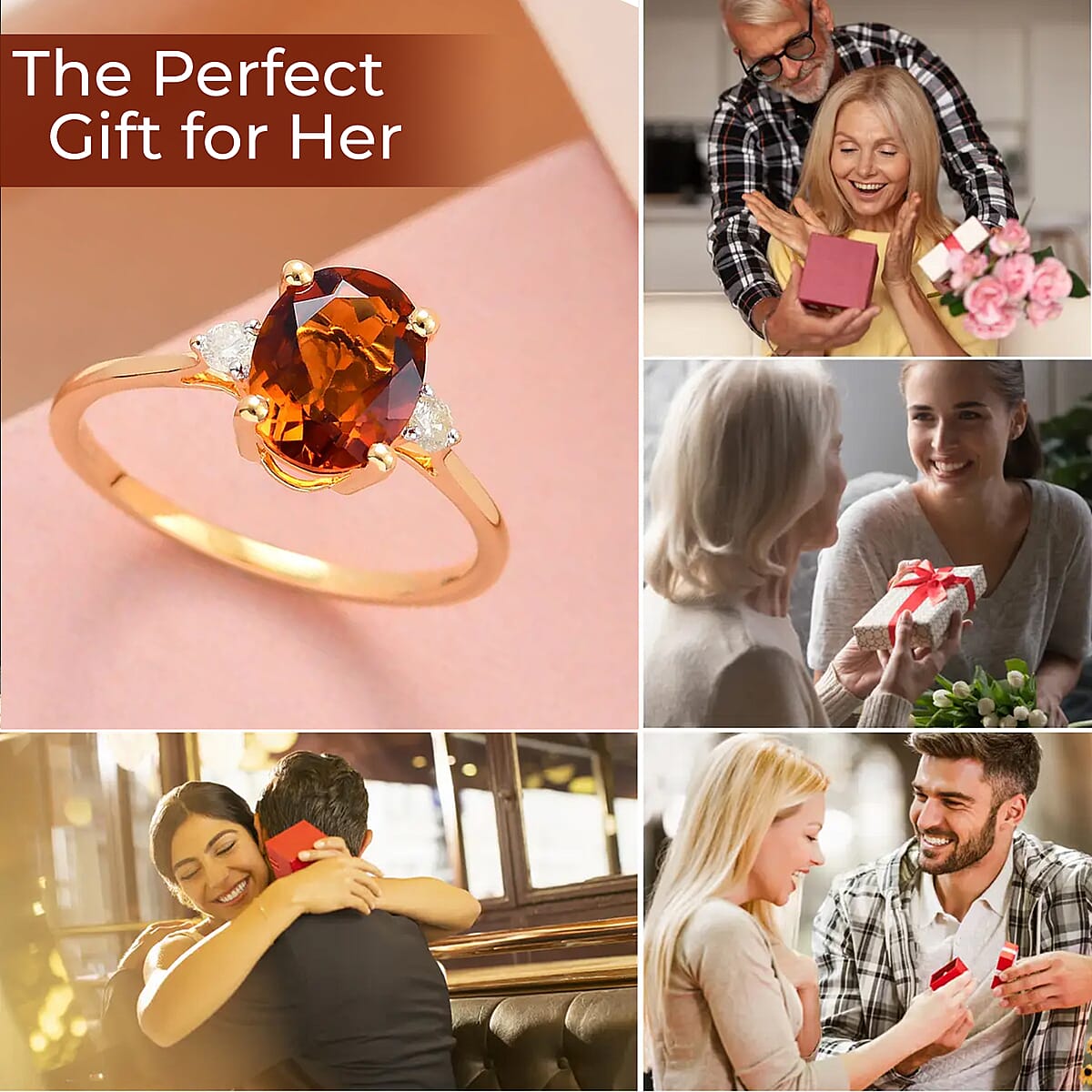 Brazilian Cherry Citrine, Diamond Ring in Vermeil YG Over Sterling Silver, Promise Rings For Women 1.85 ctw (Size 8) image number 4