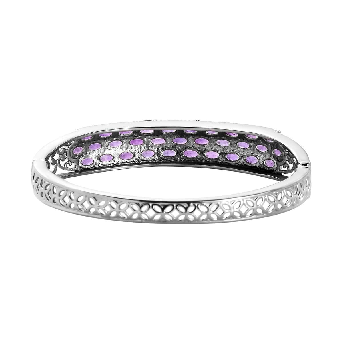 African Amethyst Bangle Bracelet in Stainless Steel (7.25 In) 13.35 ctw image number 4