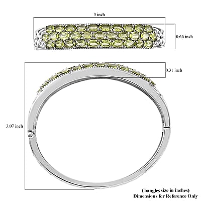 Peridot 16.00 ctw Bangle Bracelet in Stainless Steel (7.25 In)