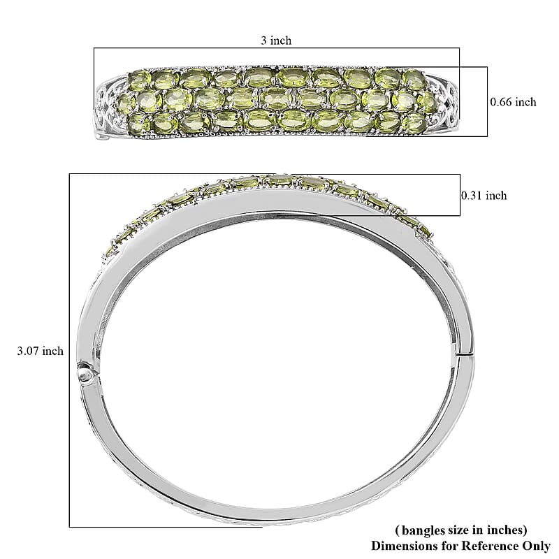 Peridot 16.00 ctw Bangle Bracelet in Stainless Steel (7.25 In)