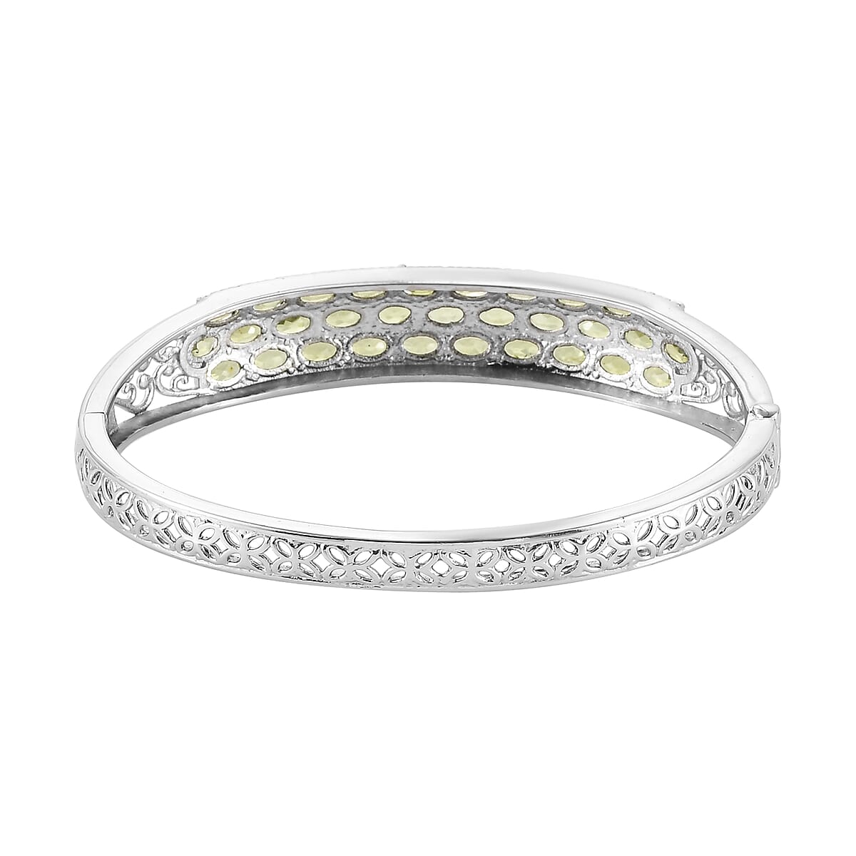 Peridot 16.00 ctw Bangle Bracelet in Stainless Steel (8.00 In) image number 4