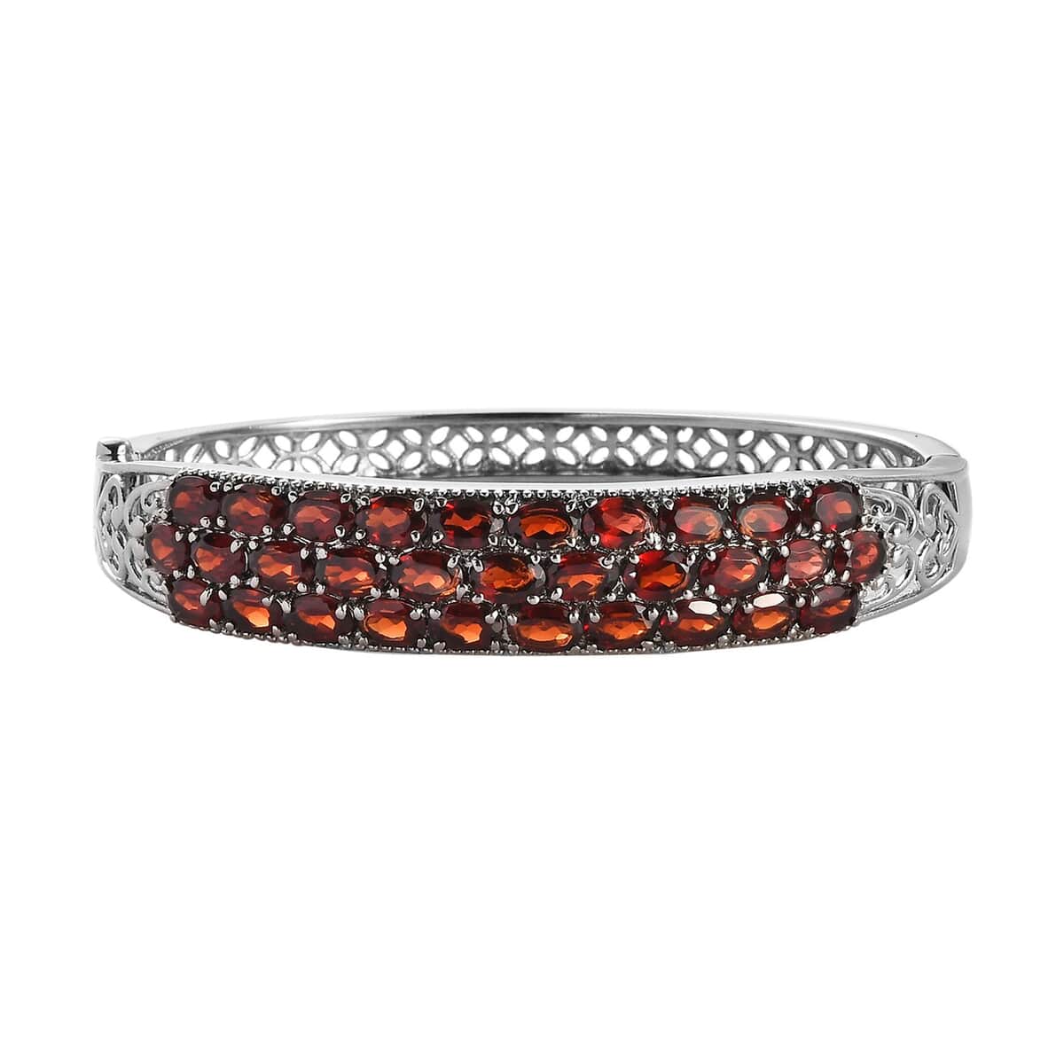 Mozambique Garnet Bangle Bracelet in Stainless Steel (7.25 In) 16.50 ctw image number 0