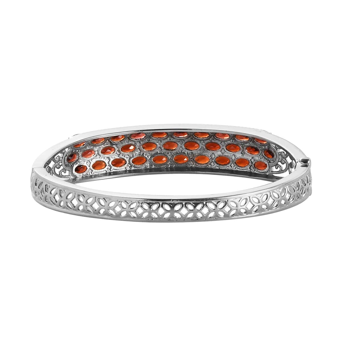 Mozambique Garnet Bangle Bracelet in Stainless Steel (7.25 In) 16.50 ctw image number 4