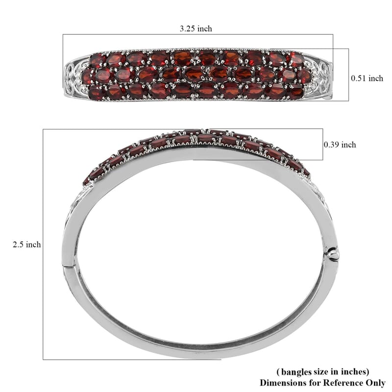 Mozambique Garnet 16.50 ctw Bangle Bracelet in Stainless Steel (7.25 In)