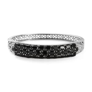 Thai Black Spinel 19.80 ctw Bangle Bracelet in Stainless Steel (7.25 In)