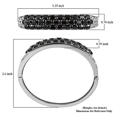 Thai Black Spinel 19.80 ctw Bangle Bracelet in Stainless Steel (7.25 In)