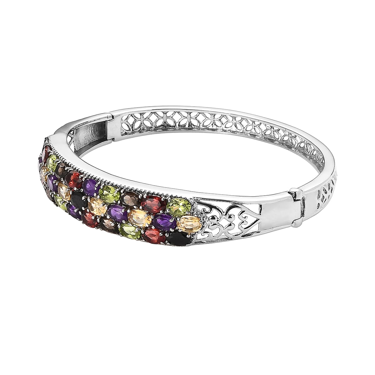 African Amethyst Bangle Bracelet in Stainless Steel (7.25 In) 13.35 ctw image number 3