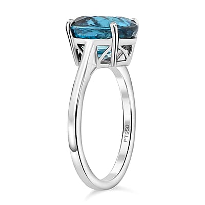 Rhapsody AAAA Cambodian Blue Zircon 6.75 ctw Solitaire Ring in 950 Platinum (Size 10.0) 4.49 Grams