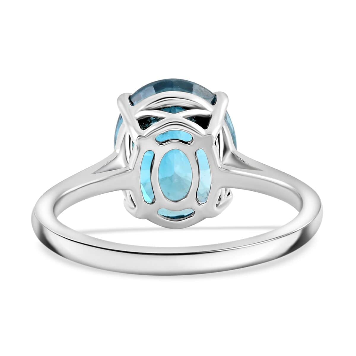 Rhapsody AAAA Cambodian Blue Zircon 6.75 ctw Solitaire Ring in 950 Platinum (Size 10.0) 4.49 Grams image number 3