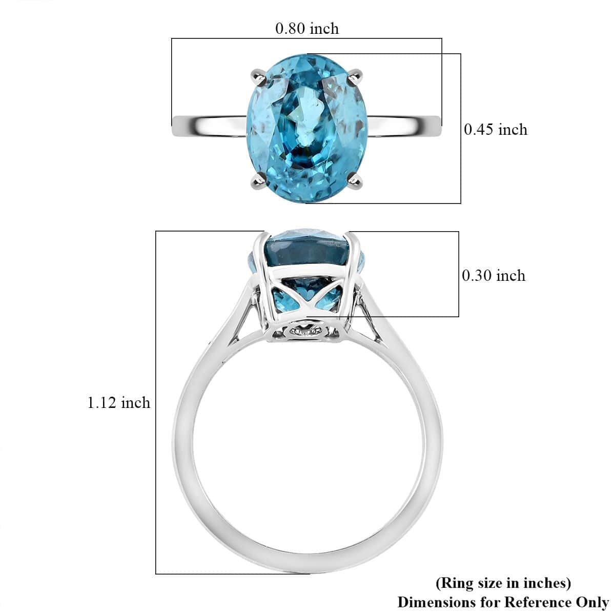 Rhapsody AAAA Cambodian Blue Zircon 6.75 ctw Solitaire Ring in 950 Platinum (Size 10.0) 4.49 Grams image number 4