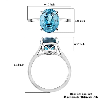 Rhapsody AAAA Cambodian Blue Zircon 6.75 ctw Solitaire Ring in 950 Platinum (Size 10.0) 4.49 Grams